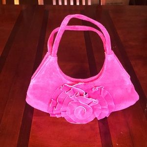 VTG Fuchsia Suede Mini Floral Appliqué Bag